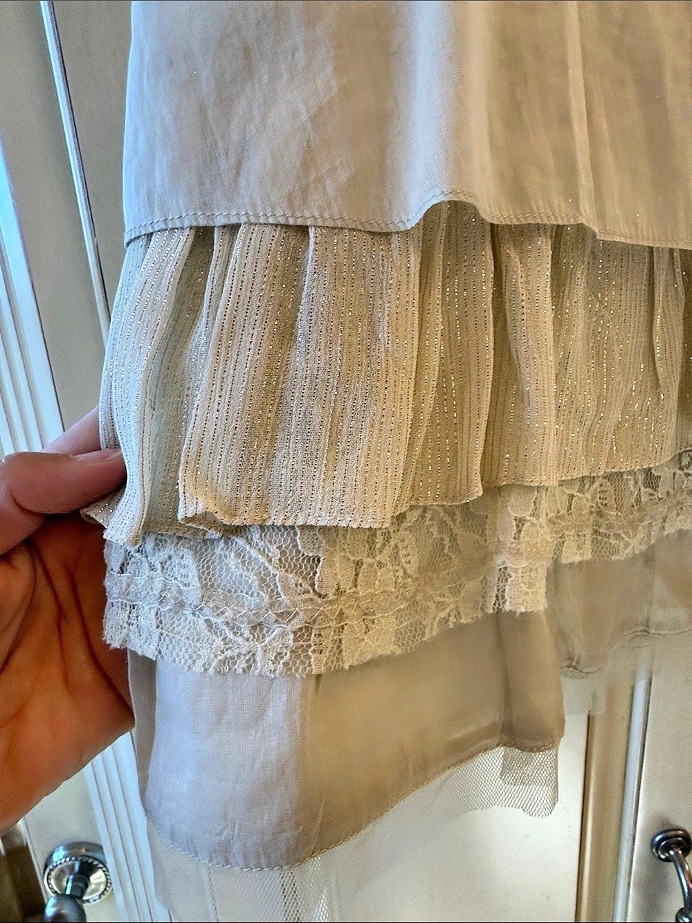 Free People Layered Lace Mini Skirt in White Size 4 Like New - Picture 6 of 9
